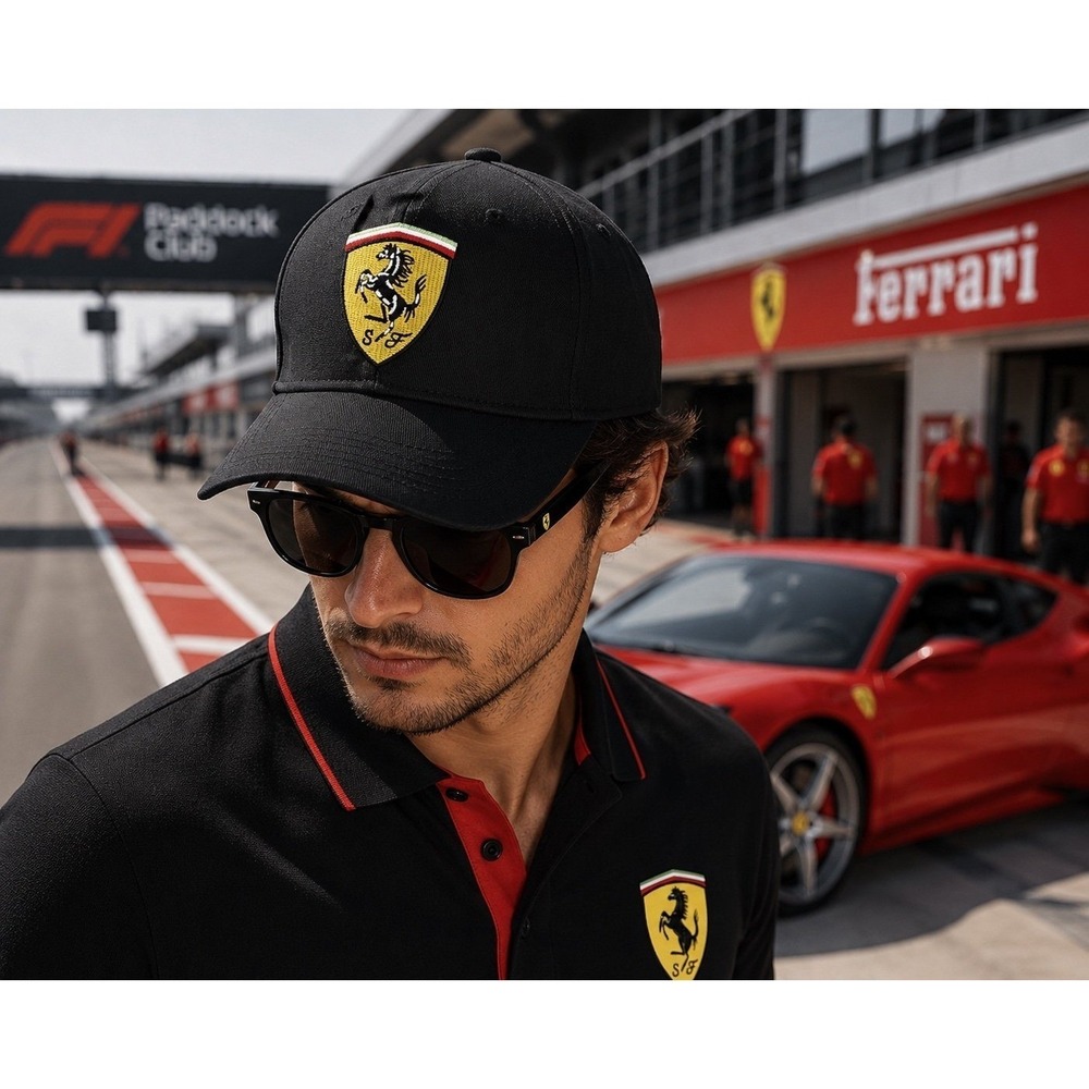Ferrari Scuderia F1 Black Adjustable Hat Cap Embroidered Logo OSFM